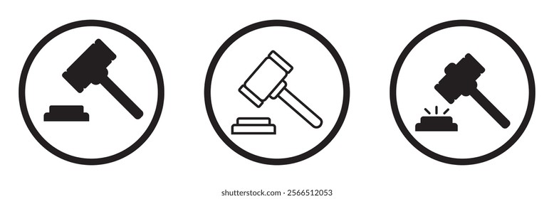 Gavel icon vector for web and mobile app. judge gavel sign and symbol. law icon. auction hammer