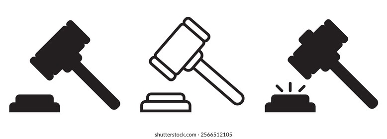 Gavel icon vector for web and mobile app. judge gavel sign and symbol. law icon. auction hammer