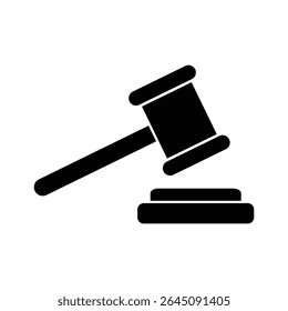 Ícones de chanfrado. Juiz dá a coleção ícone plano. lei e símbolo de justiça. martelo leilão. Juiz Gavel Icon ilustração vetorial. 
