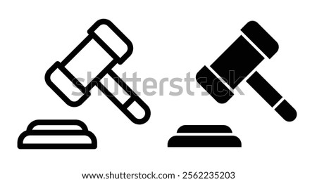Gavel Icons pack in outlined and flat versions