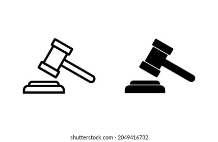 Gavel icons set. judge gavel sign and symbol. law icon. auction hammer