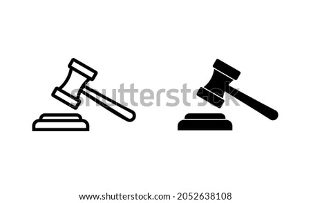 Gavel icons set. judge gavel sign and symbol. law icon. auction hammer