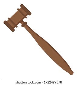 Gavel isolated icon vector, hammer in auction. Flat style of wooden object used in court by judge lawyer. Trading system selling items, sale dealing