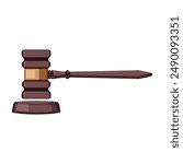 gavel judge hammer cartoon. justice auction, legal mallet, lawyer ment gavel judge hammer sign. isolated symbol vector illustration