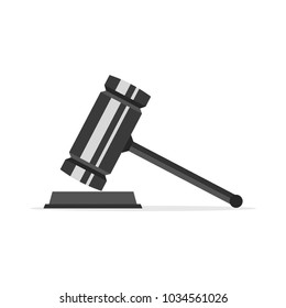 Gavel judge isolated on a colored background. Wooden gavel law concept. Vector illustration.