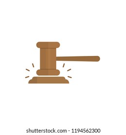Gavel judge vector illustration in a flat style. Gavel icon flat isolated on a colored background. Wooden hammer law concept.