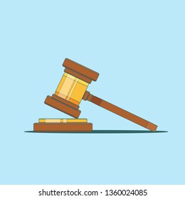 Gavel judge vector illustration in a flat style. Gavel icon flat isolated on a colored background. Wooden gavel law concept.