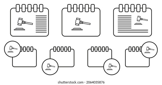 Gavel, law vector icon in calender set illustration for ui and ux, website or mobile application