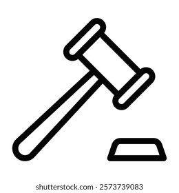 Judge’s gavel and legal decision symbol. Editable stroke