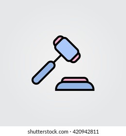 gavel line icon, outline vector logo illustration, filled color linear pictogram isolated on white