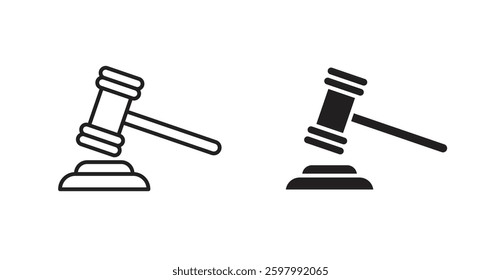 Gavel line icon vector set.