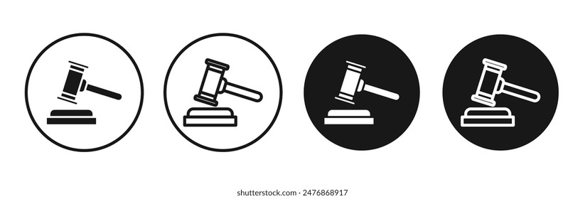 Gavel line vector icon set.