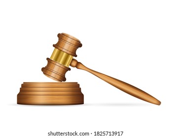 Gavel sobre fondo blanco. Ilustración vectorial.