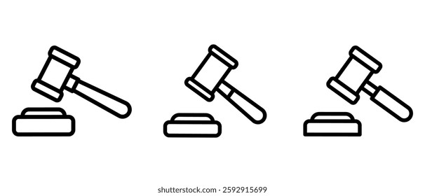 gavel outline or line icon design bundle.