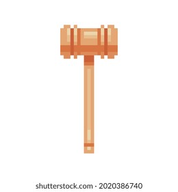 Gavel pixel art icon Isolated vector flat illustration. Design for stickers, logo and mobile app. Game assets 8-bit sprite.