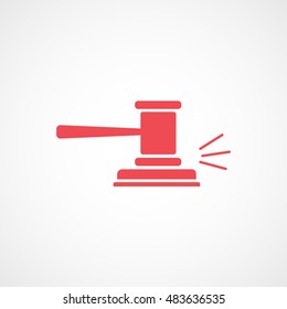 Gavel Red Flat Icon On White Background