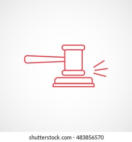 Gavel Red Flat Icon On White Background
