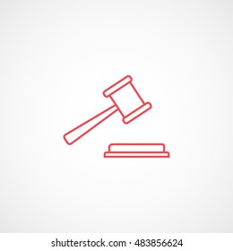 Gavel Red Flat Icon On White Background