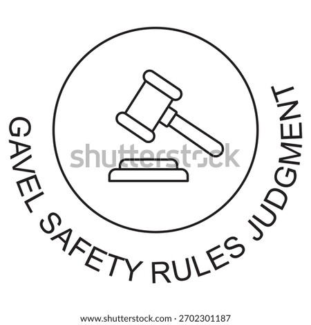 Gavel Safety Rules Judgment icon, Legal Judgment, Safety Regulations, Court Ruling, Rule Enforcement, vector