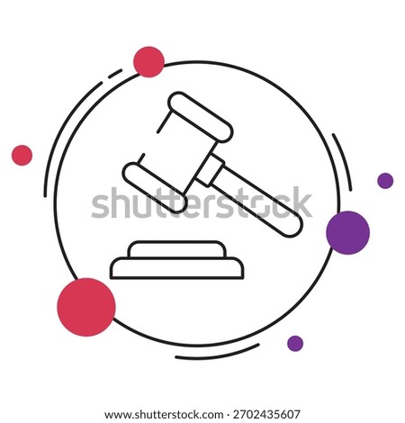 Gavel Safety Rules Judgment icon, Legal Judgment, Safety Regulations, Court Ruling, Rule Enforcement, vector
