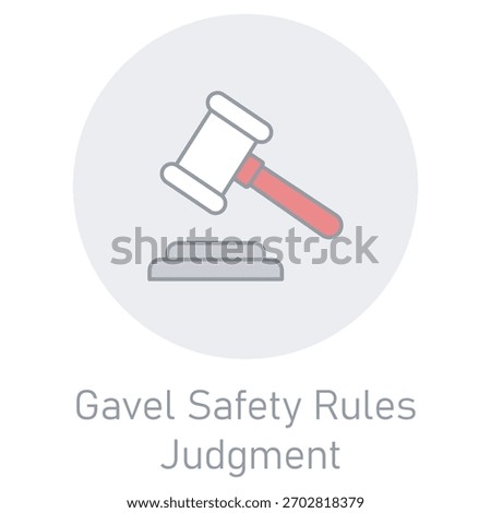 Gavel Safety Rules Judgment icon, Legal Judgment, Safety Regulations, Court Ruling, Rule Enforcement, vector