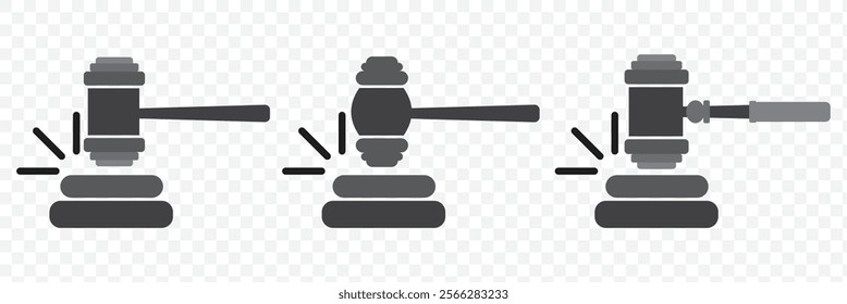 Gavel set icons. Judge gavels collection flat icon. Auction hammer icon. Gavel icon in different style. Court tribunal symbol - stock vector. eps 10.