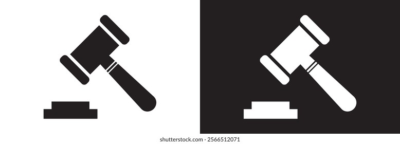 Gavel set icons. Judge gavels collection flat icon. Auction hammer icon. Gavel icon in different style. Court tribunal symbol