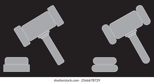 Gavel set icons. Judge gavels collection flat icon. Auction hammer icon. Gavel Icon, Gavel symbol Vector, different style. Court tribunal symbol design eps 10