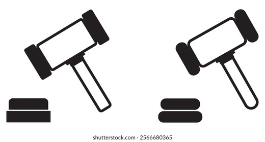 Gavel set icons. Judge gavels collection flat icon. Auction hammer icon. illustration for law and justice symbol and law study design eps 10