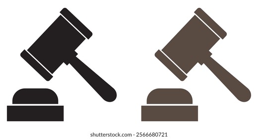 Gavel set icons. Judge gavels collection flat icon. Auction hammer icon. Gavel icon in different style. Court tribunal symbol - stock vector. gavel icon  illustration for law and justice symbol eps 10