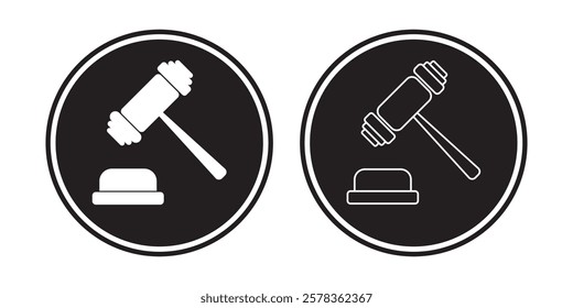 Gavel set icons. Judge gavels collection flat icon. Auction hammer icon. Gavel icon in different style. Court tribunal symbol - stock vector. gavel icon illustration for law and justice symbol eps 10