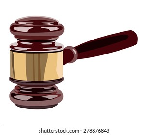 Gavel side view on a white background