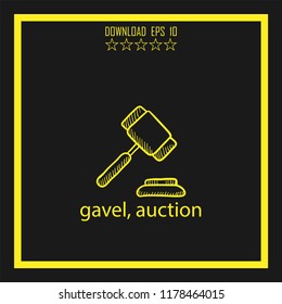 gavel  sketch vector icon