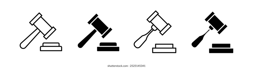 Gavel vector filled and outlined icons collection set