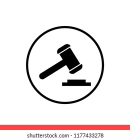 Gavel vector icon, auction symbol. Simple, flat design for web or mobile app