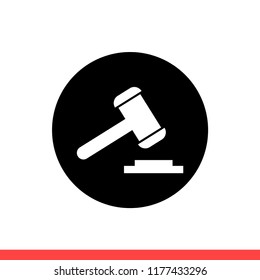 Gavel vector icon, auction symbol. Simple, flat design for web or mobile app