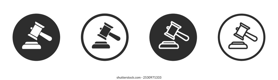 Ícone de vetor de chanfrado. Ícone do vetor de martelo. Ícone vetorial do juiz Gavel.  Sinal do vetor de leilão. Sinal de oferta