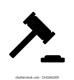Gavel-Vektorsymbol auf weißem Hintergrund. Richterzeichen