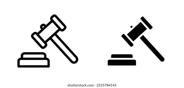Gavel vector icon set in black color.