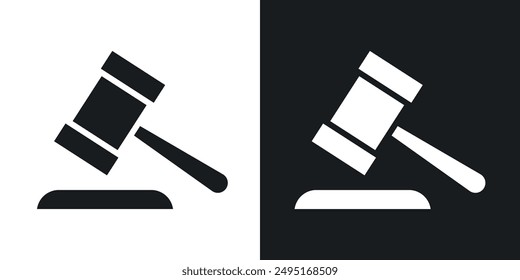 Gavel vector icon set in solid style.