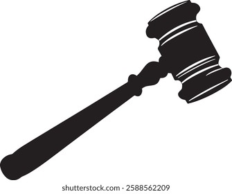 Gavel Vector Illustration, Isolated on White Background