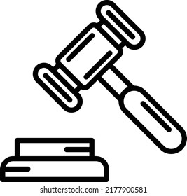Gavel Vector Line Icon Design
