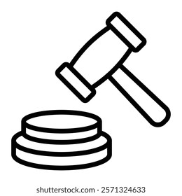 Gavel Vector Line Icon Design