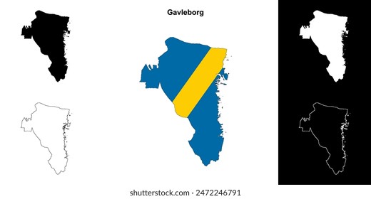 Gavleborg county blank outline map set