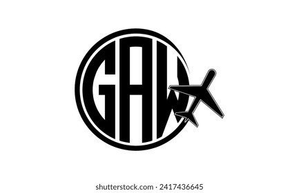 Vector de diseño del logotipo del círculo de la agencia de viajes y la visita guiada de la carta inicial del GAW. hajj Umrah agencia, abstract, agencia de turismo, guía turística, emiratos, aerolíneas, vuelo en avión, negocios, monograma, marca, empresa