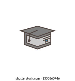Gawn hat and book icon design inspiration in outline and solid colored style
