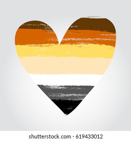 Gay bear pride flag in a form of heart. Brush stroke style. Vector EPS 10