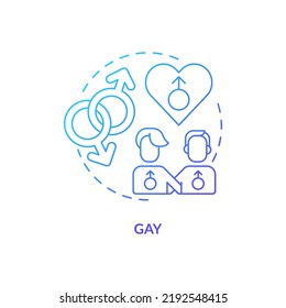 Gay Blue Gradient Concept Icon. Male Same Sex Couple. Sexual Orientation. LGBT Community Member Abstract Idea Thin Line Illustration. Isolated Outline Drawing. Myriad Pro-Bold Fonts Used