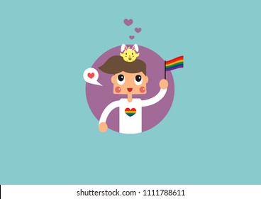 gay boy and pet cartoon vector. gay pride.