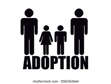 Gay couple adopting children icon.
